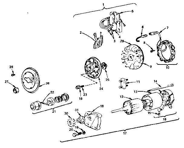 Starter Motor Group Diagram and Parts List for 402417 0660-01 - 0660-01 Briggs and Stratton Engine